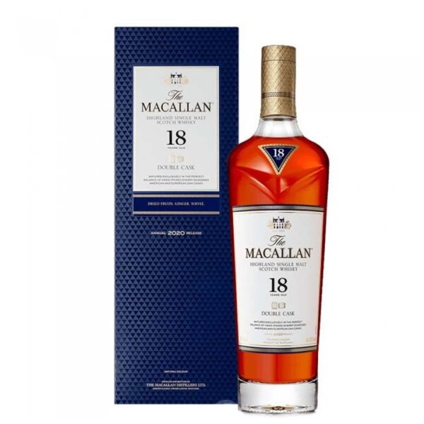 Rượu macallan 18 double cask phát hành năm 2020 bổ sung vào core range của Macallan, rượu ủ trong 2 thùng gỗ sồi