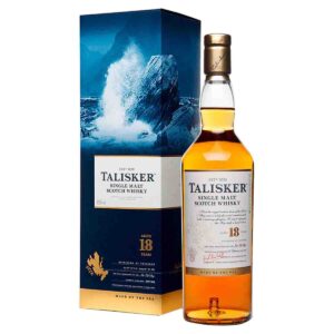 Rượu Talisker 18 năm dòng whisky khói single malt cổ điển của vùng Island (Isle of Skye), với hình ảnh thương hiệu mới mẻ lấy cảm hứng từ biển cả.