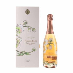 Rượu Champagne Perrier Jouet Belle Epoque Rose như một cây mao lương hồng nhạt. Màu phấn của bông hoa như những cánh hoa xù nhiều lớp của nó